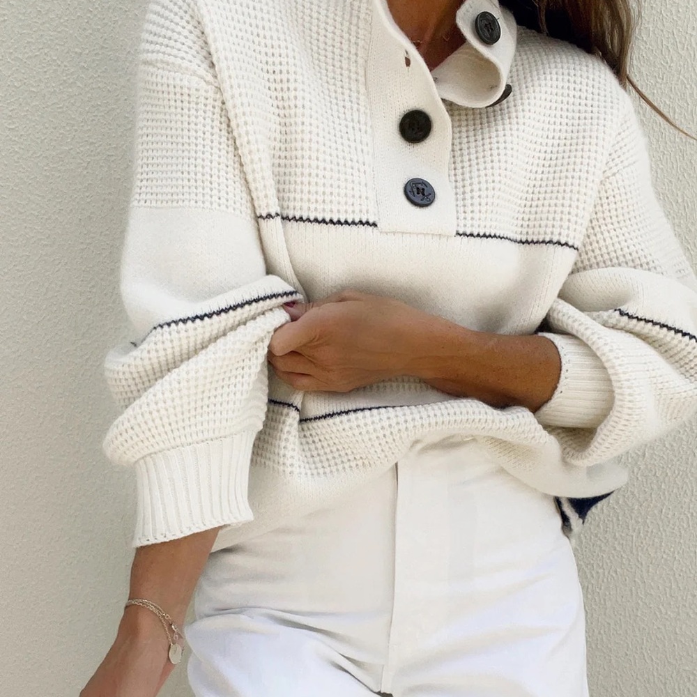 Commense Open Collar Button Up Sweater size medium - Picture 2 of 6
